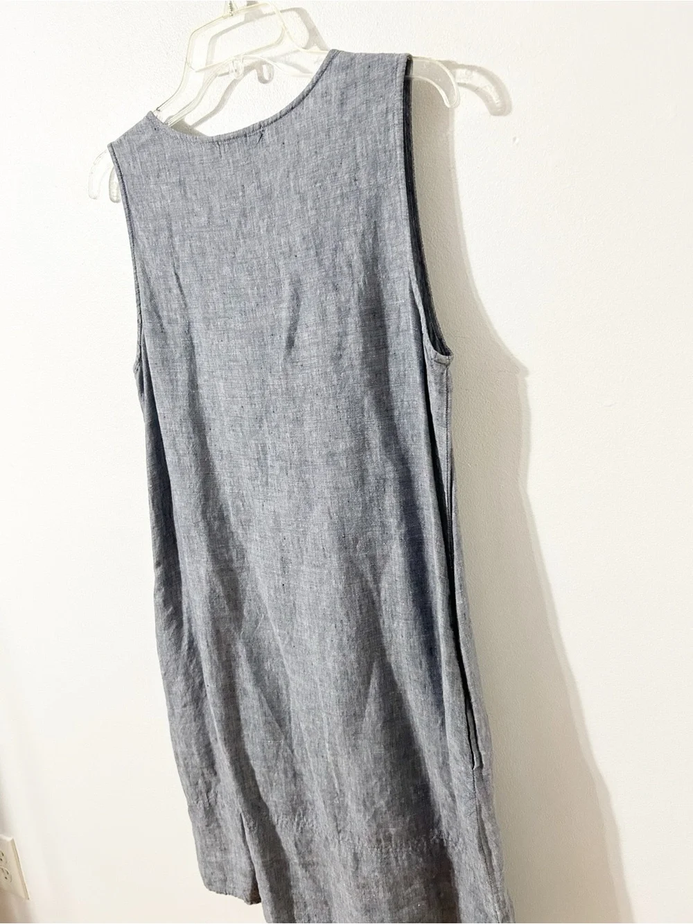 Kenar Sleeveless Linen-Blend Tunic Coverup in Chambray Gray-Blue
